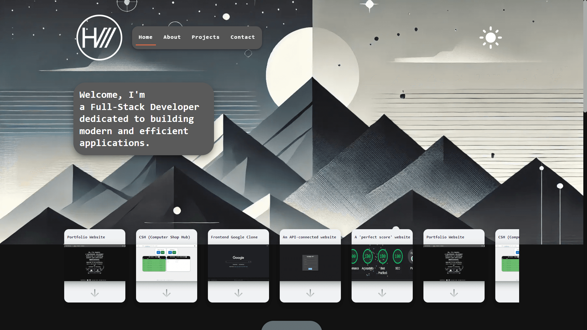 Home page (Dark Mode)